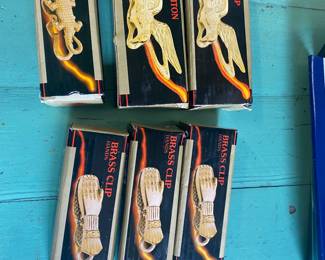 Mid-Century Large heavy Brass Spring Figurines paperclip - Letter clips decor