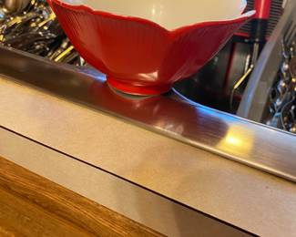Vintage Japan Red Flower Tulip Shaped Bowl