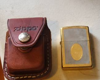 Zippo lighter and its accompanying Zippo lighter leather pouch