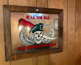 Vintage "Kill Em All" Carnival Fair glass mirror