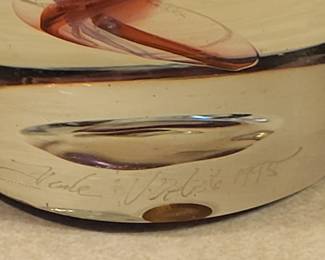 Heavy Art glass signed Rollin Karg 1995