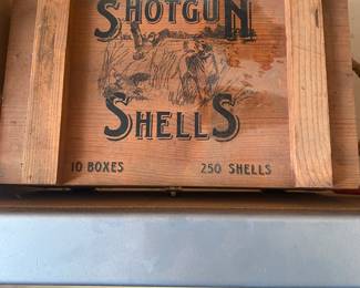 Vintage Empty wood shotgun shells box crate