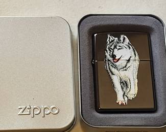 Zippo lighter with a wolf design