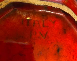 Red Octagonal Bowl from Pleasant Village (PV) Italy