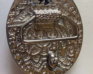 Southwestern Turquoise & Coral Belt buckle