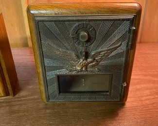 Vintage Post Office Door Mailbox Bank with combination