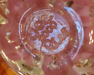 Joe Rice Paperweight Tea Kettle Ring Holder pink art glass