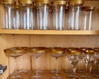 Vintage gold rimmed drink glasses