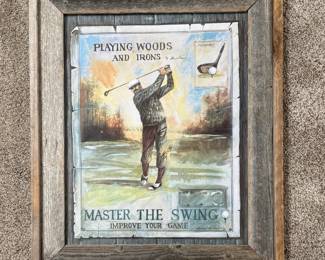 Nicely framed in barnwood golf poster