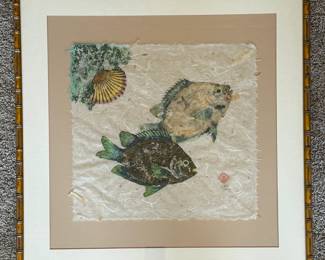 Fish on paper framed art
