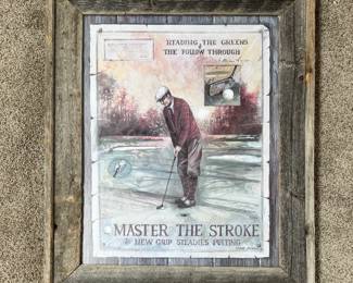 Nicely framed in barnwood golf poster