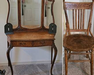 Antique ladies' vanity with chair