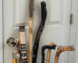 Selection of walking sticks and canes
