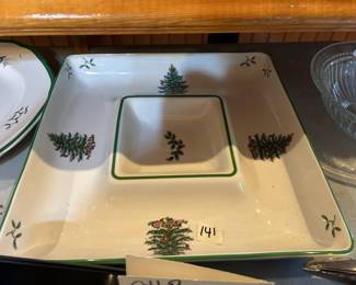 #141 Spode Divided Chip and Dip Dish - 12" Square $20.00