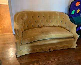 #17 Shelby by Drexel Gold Low Sofa w/button Back and single cushion - 58 w $45.00