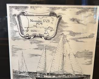 #145 Tom Sadler 5/30 signed by artist - Pen and ink Drawing of Ships $75.00