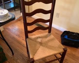 #8 Wood Ladder back w/rushing Seat Odd dining Chair $25.00