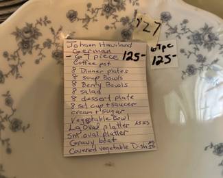 #127 Johann Haviland German - 67 pieces (few as is) $125.00