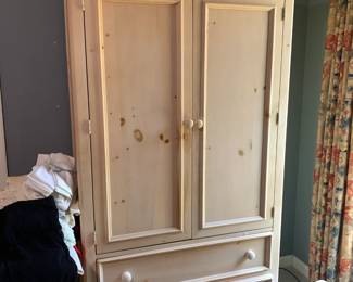 #29 Pine Armoire w/Natural Finish and Wood Finish on Top w/3 drawers & 2 doors - (as is back cut out) - 39x20x76 $75.00
