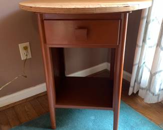 #37 Red Wood Base Table w/1 drawer w/plywood top - 25 round x 28 $30.00