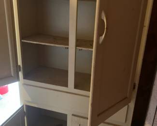#70 Wood Cabinet w/4 doors & 3 shelves - (as is condition) - 31x11x70 $65.00