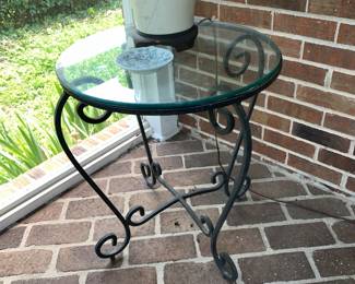#44 Metal Base/Glass Top Table - 21x23 $75.00