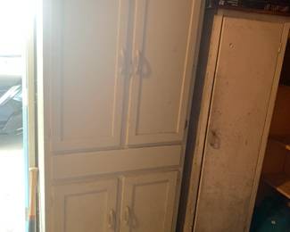 #70 Wood Cabinet w/4 doors & 3 shelves - (as is condition) - 31x11x70 $65.00