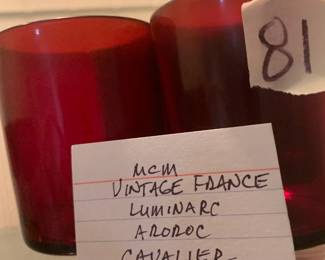 #81 MCM Vintage France Luminarc Arorco Cavalier Red 4.5" Set of 6 $20.00
