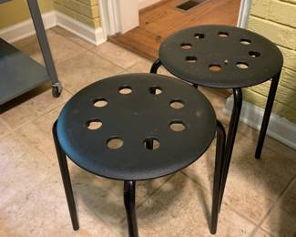 #13 Set of 2 Black Stacking Metal/plastic Stools $25.00