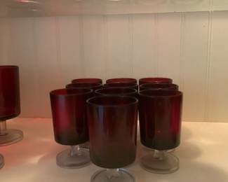 #76 MCM Vintage France Luminarc Arorco Cavalier Red 2.75" - Set of 10 $20.00