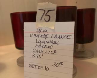 #75 MCM Vintae France Luminarc Aroroc Cavalier 3.75" - set of 10 $30.00