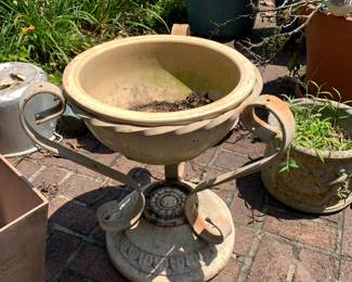 #49 Metal Base Terracotta pot - 16x20 w/concrete Base $100.00