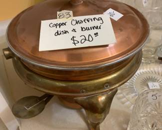 #83 Copper Chafing Dish & Burner $20.00