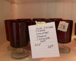 #78 MCM Vintage France Luminarc Arorco Cavalier Red 3.75" - set of 9 $28.00
