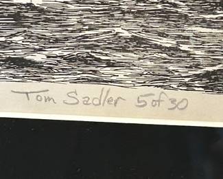 #145 Tom Sadler 5/30 signed by artist - Pen and ink Drawing of Ships $75.00