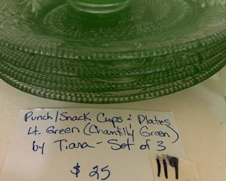 #119 Punch/Snack Cups & Plates Light Green (chantilly Green) by Tiara - set of 3 $25.00