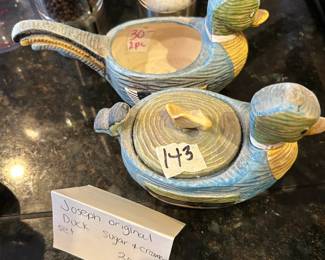 #143 Joseph Original Sugar & Creamer - 2 pc set - Duck $30.00