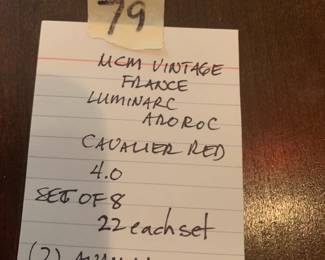 #79 MCM Vintage France Luminarc Arorco Cavalier Red 4" Set of 8 $22.00