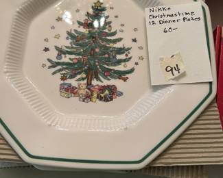 #94 Nikko Christmastime Set of 12 dinner Plates - Made in Japan (3 crazed) $60.00