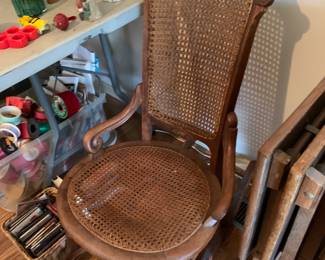 #24 Wood Rocking Chair w/Wicker Seat & Back $60.00