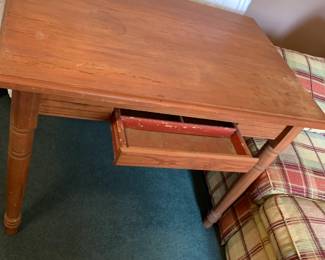 #30 Wood Table w/1 drawer - (as is finish) - Heavy Solid - 39x26x30 $100.00