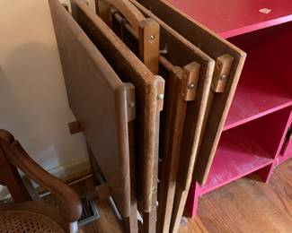#23 Set of 4 Wood TV Trays w/Rack $25.00