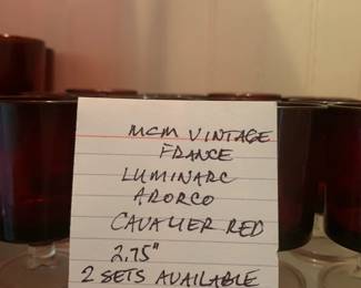 #76 MCM Vintage France Luminarc Arorco Cavalier Red 2.75" - Set of 10 $20.00
#77 MCM Vintage France Luminarc Arorco Cavalier Red 2.75" - Set of 12 $24.00