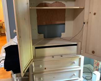 #29 Pine Armoire w/Natural Finish and Wood Finish on Top w/3 drawers & 2 doors - (as is back cut out) - 39x20x76 $75.00