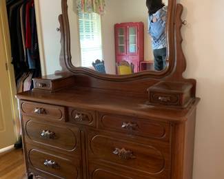 #25 Davis Cabinet Dresser w/9 Drawers and mirror - 60x22x36 Mirror - 56wx39T $375.00