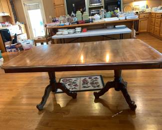 #42 Double Pedestal Wood Table - (as is finish) - 67x41x29 - No Chairs $100.00