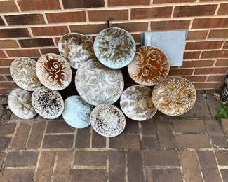#54 Metal Rustic Wall Hanging w/12 metal Plates - 42" Wide x 22 Tall $20.00
