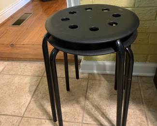 #13 Set of 2 Black Stacking Metal/plastic Stools $25.00