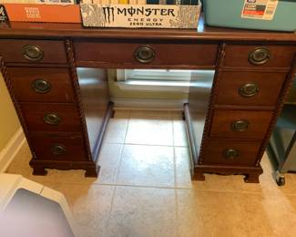 #10 Wood Desk w/9 drawers 65x23x29 $75.00