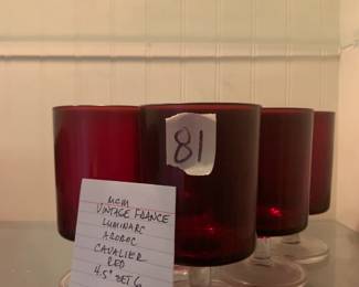 #81 MCM Vintage France Luminarc Arorco Cavalier Red 4.5" Set of 6 $20.00